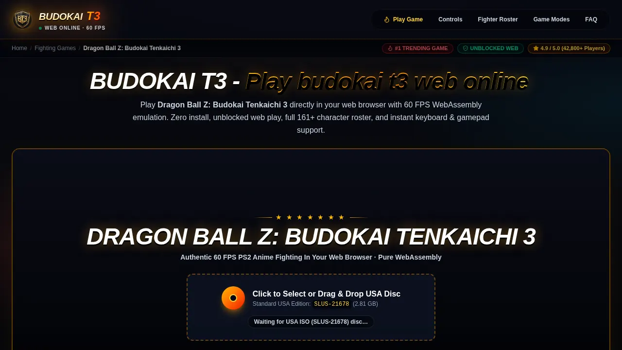 Dragon Ball Z: Budokai Tenkaichi 3 browser game screenshot