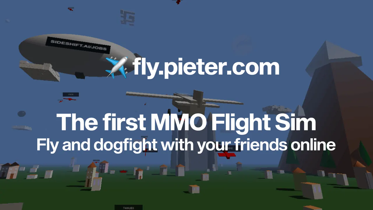 Flight Simulator (fly.pieter.com) browser game screenshot