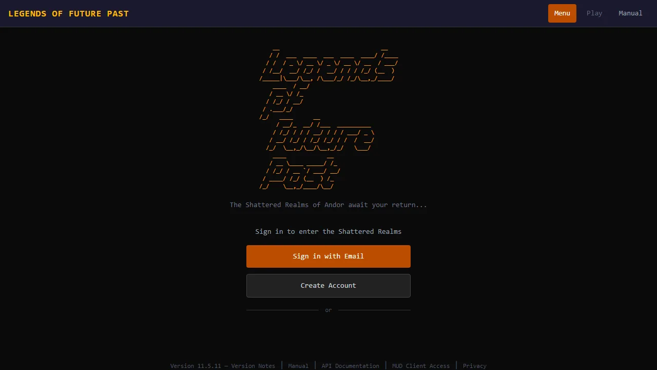 Legends of Future Past browser game screenshot
