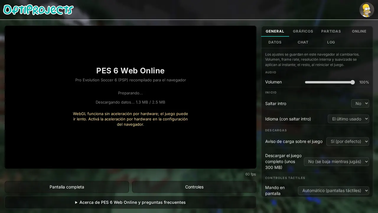 PES 6 browser game screenshot