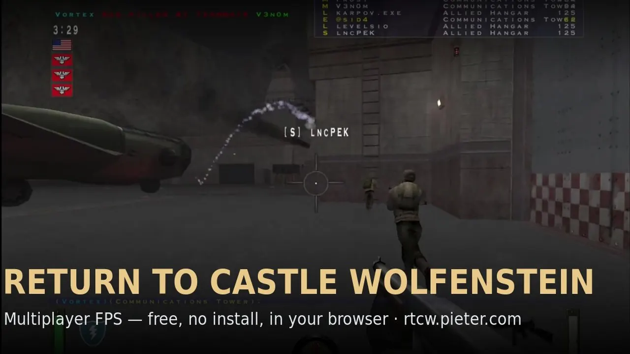 Return to Castle Wolfenstein browser game screenshot